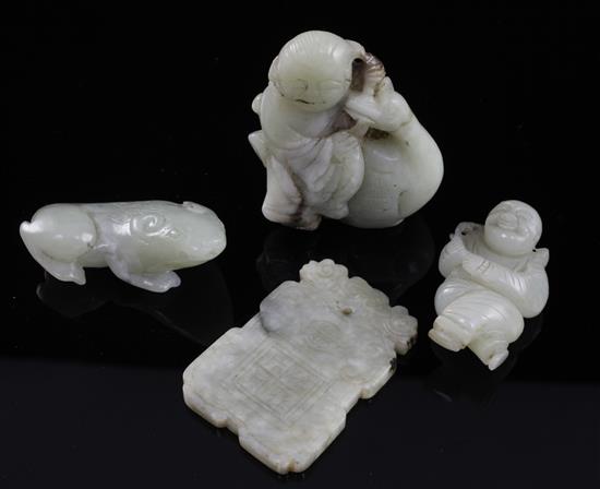 Four Chinese Celadon jade carvings, 19th/20th century, 5.3cm